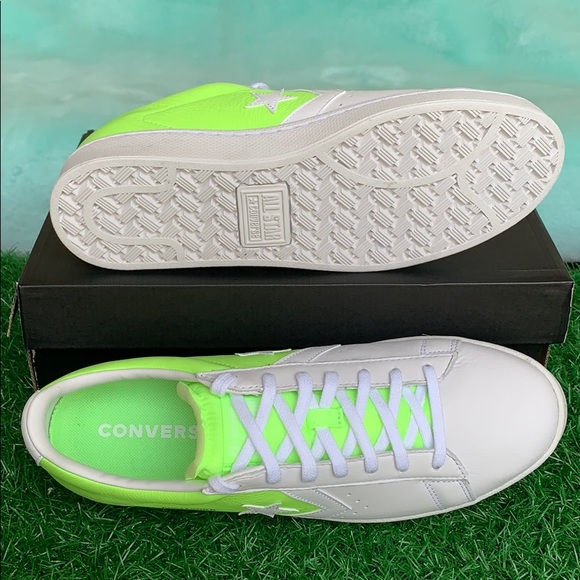 CONVERSE PRO LEATHER OX WHITE/GHOST GREEN/WHITE MN - Picture 3 of 16